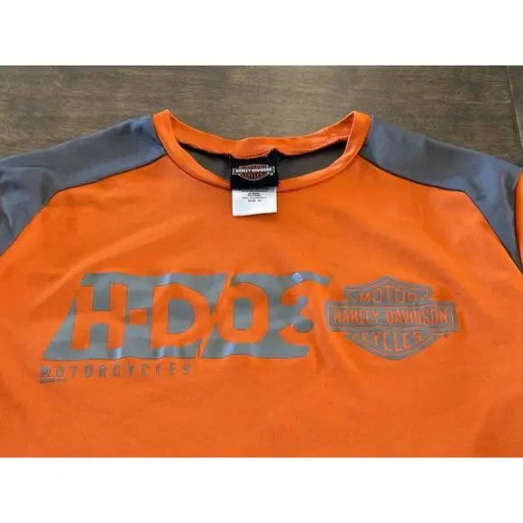 Harley Davidson Mens Orange H-DO3 Las Vegas Nevada Short Sleeve Shirt Size M - Picture 5 of 10